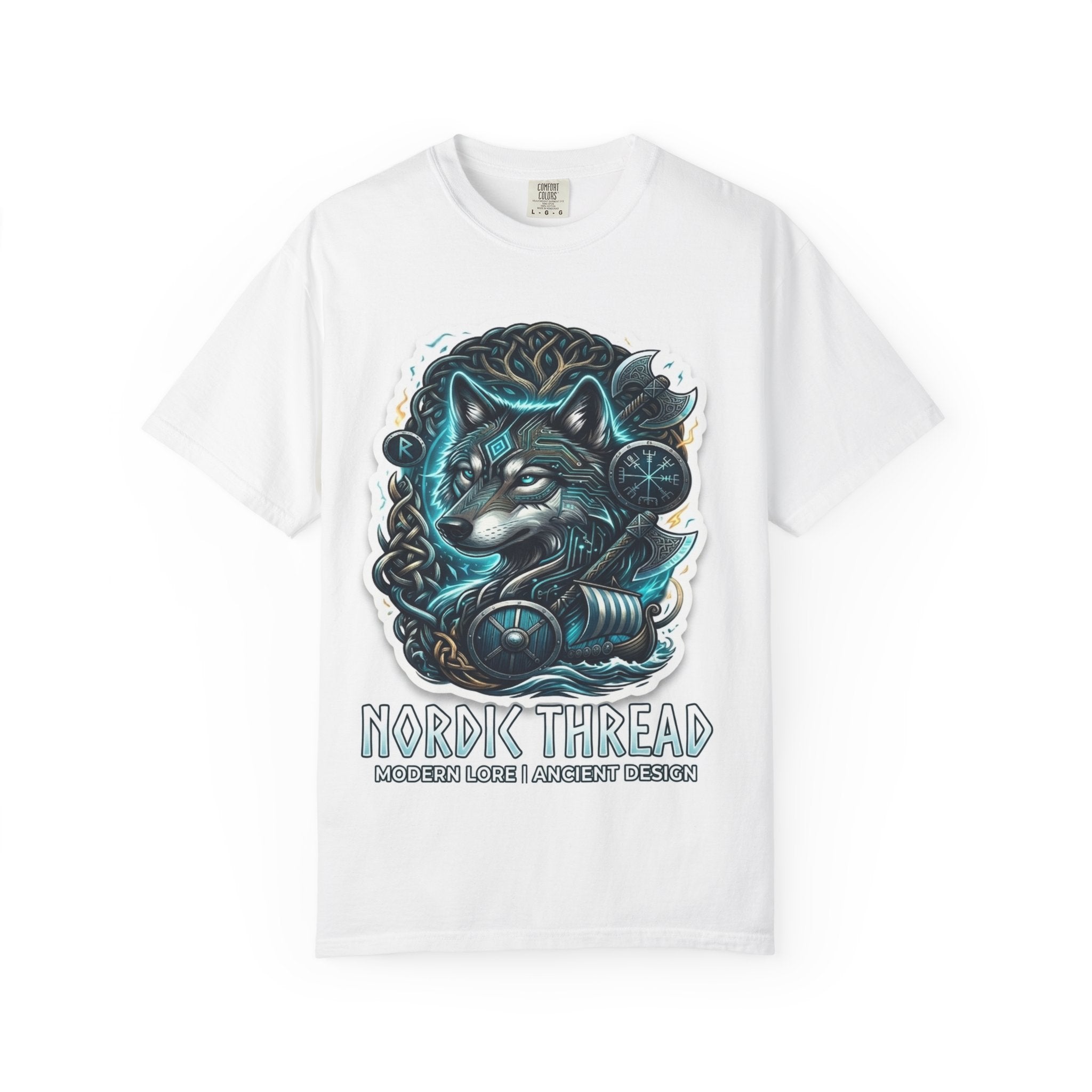 Nordic Thread Fox Graphic T-Shirt — Norse Viking Wolf Design