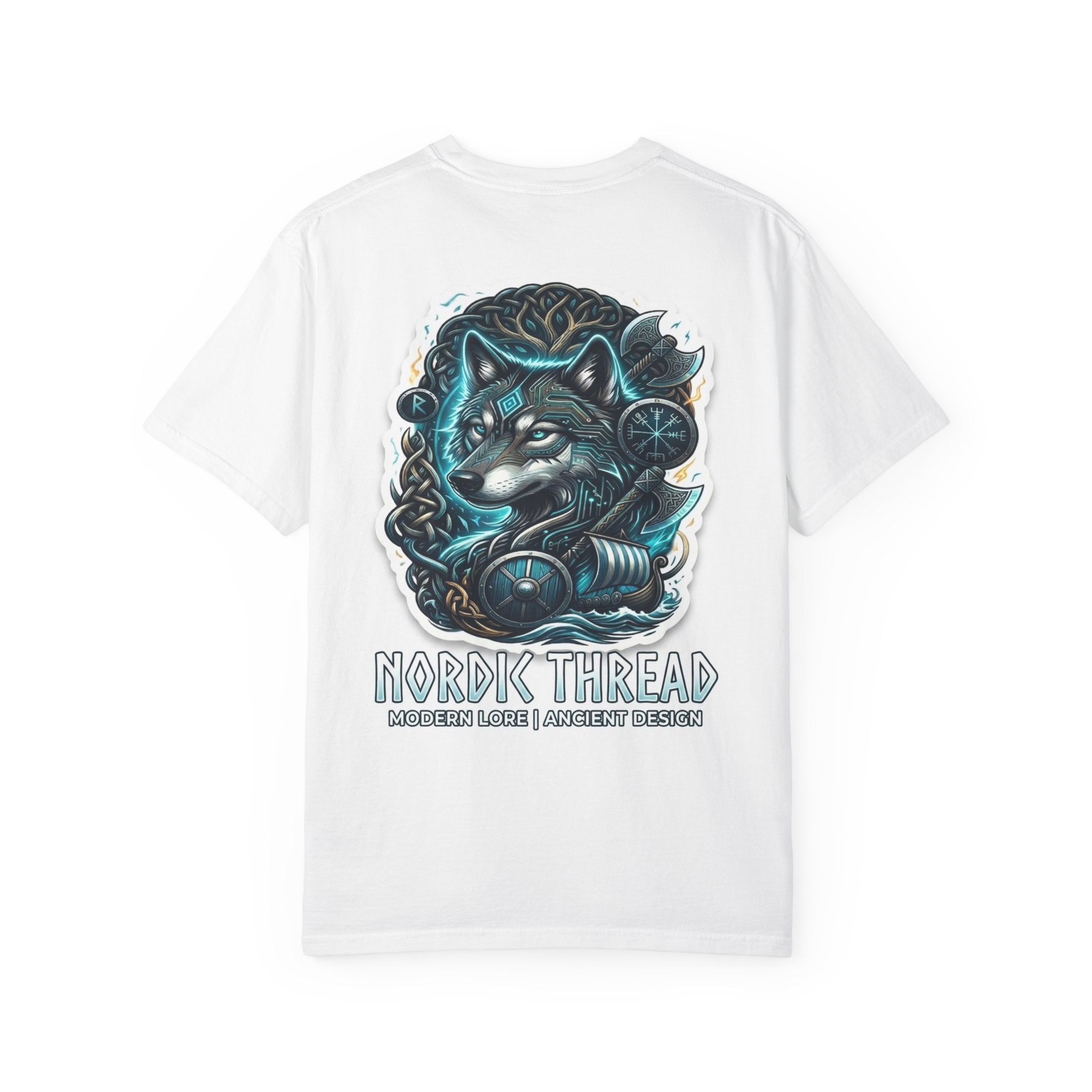 Nordic Thread Fox Graphic T-Shirt — Norse Viking Wolf Design