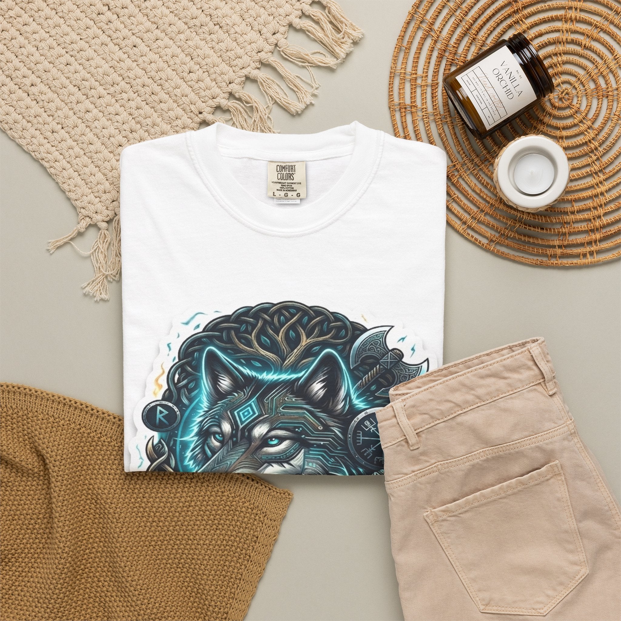 Nordic Thread Fox Graphic T-Shirt — Norse Viking Wolf Design