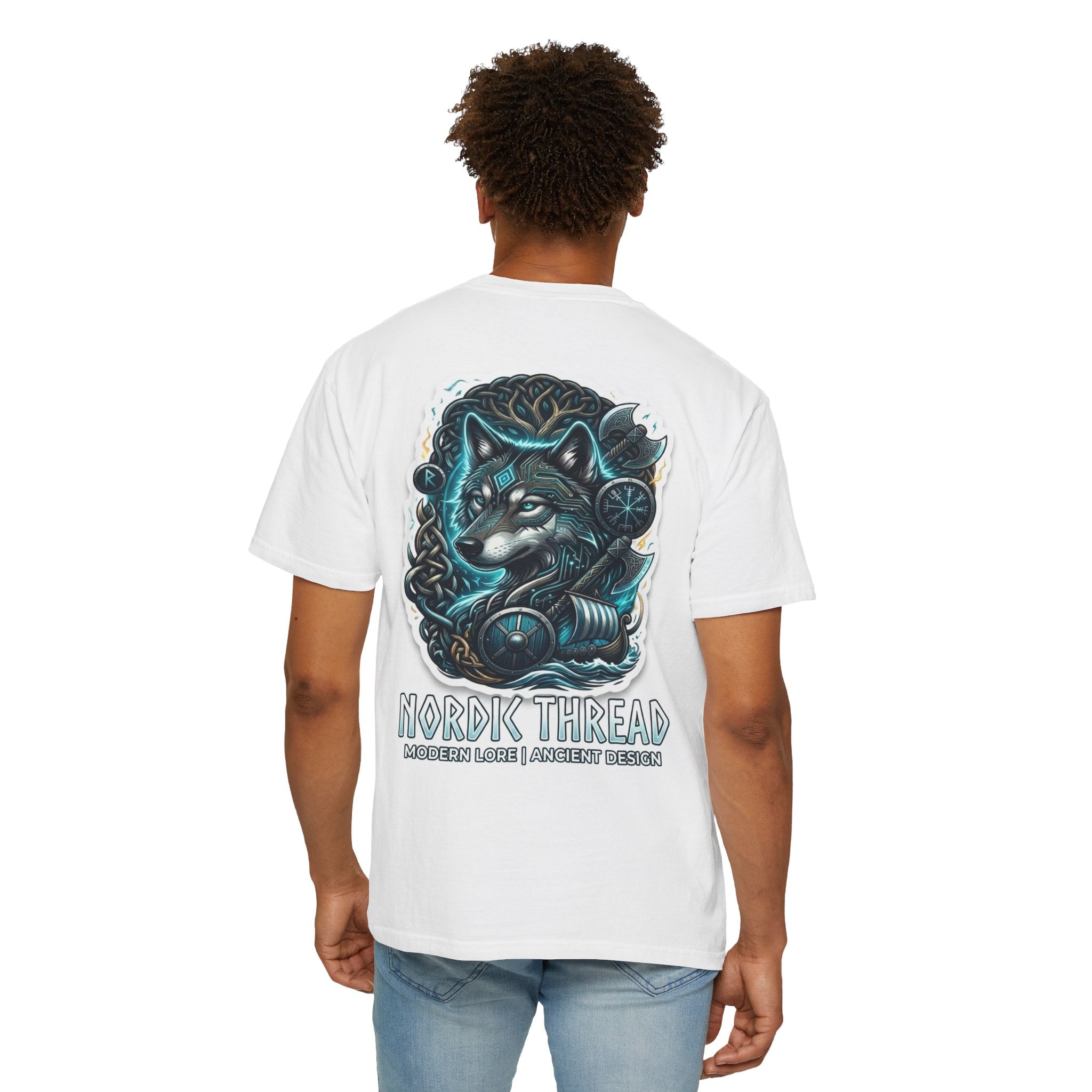 Nordic Thread Fox Graphic T-Shirt — Norse Viking Wolf Design